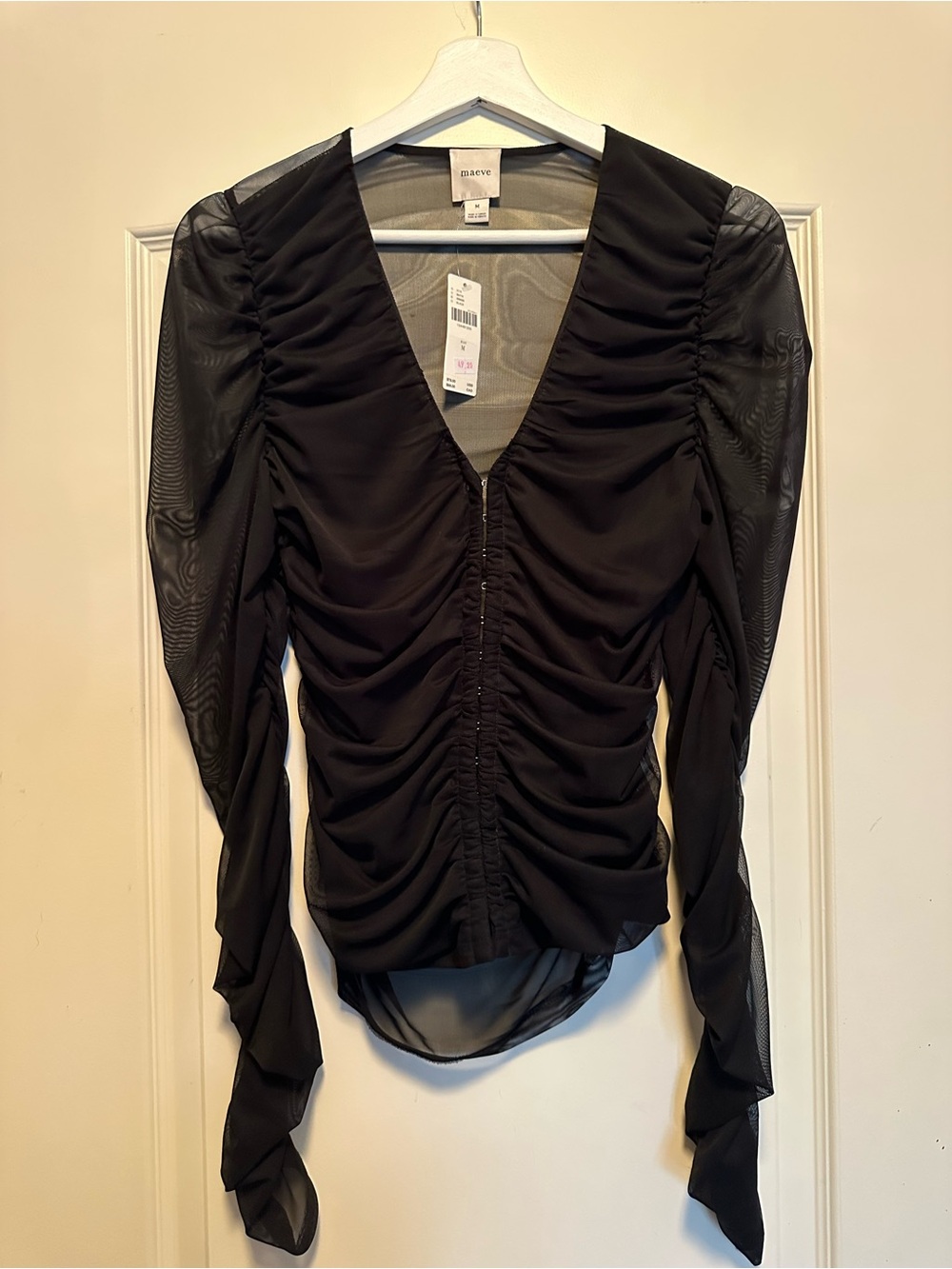 MAEVE Anthropologie black sheer blouse